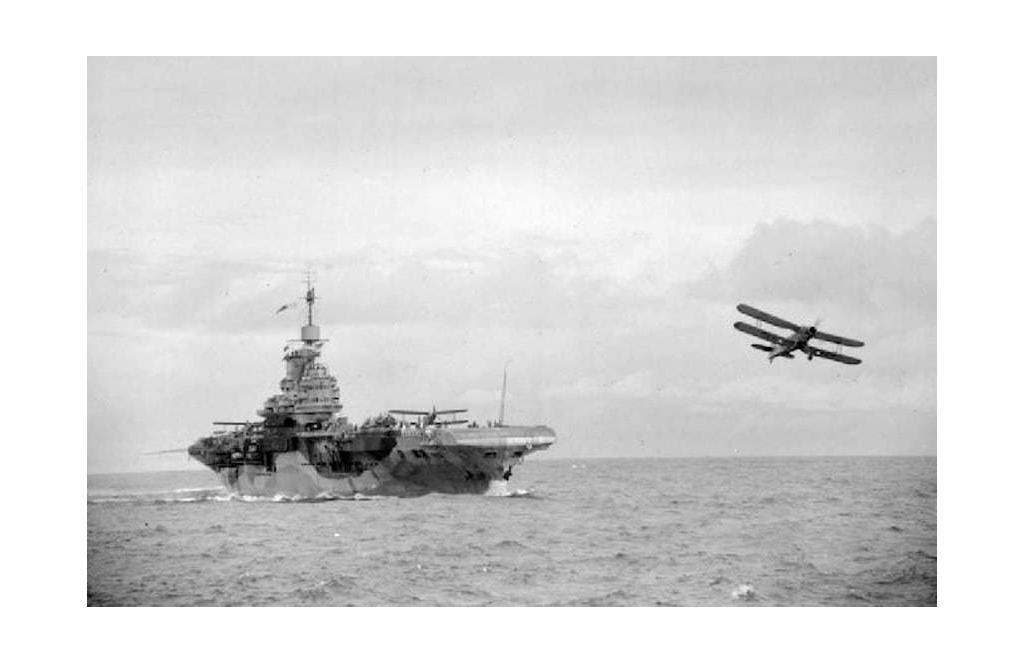 A Fairey Albacore torpedo bomber takes off the HMS Formidable.