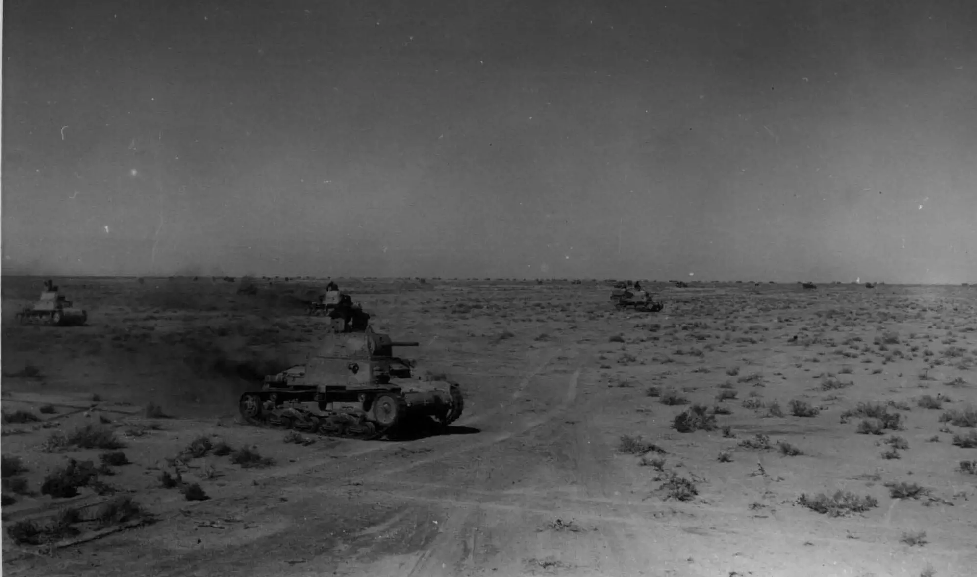Italian M13/40 tanks at the First Battle of Bir el Gubi.