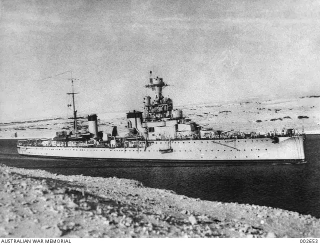 Cruiser Bartolomeo Colleoni in the Suez Canal.