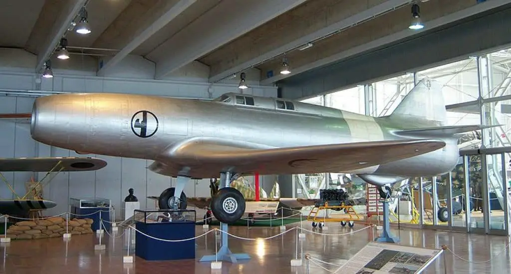 The Caproni Campini N1 as it looks today in a museum.
