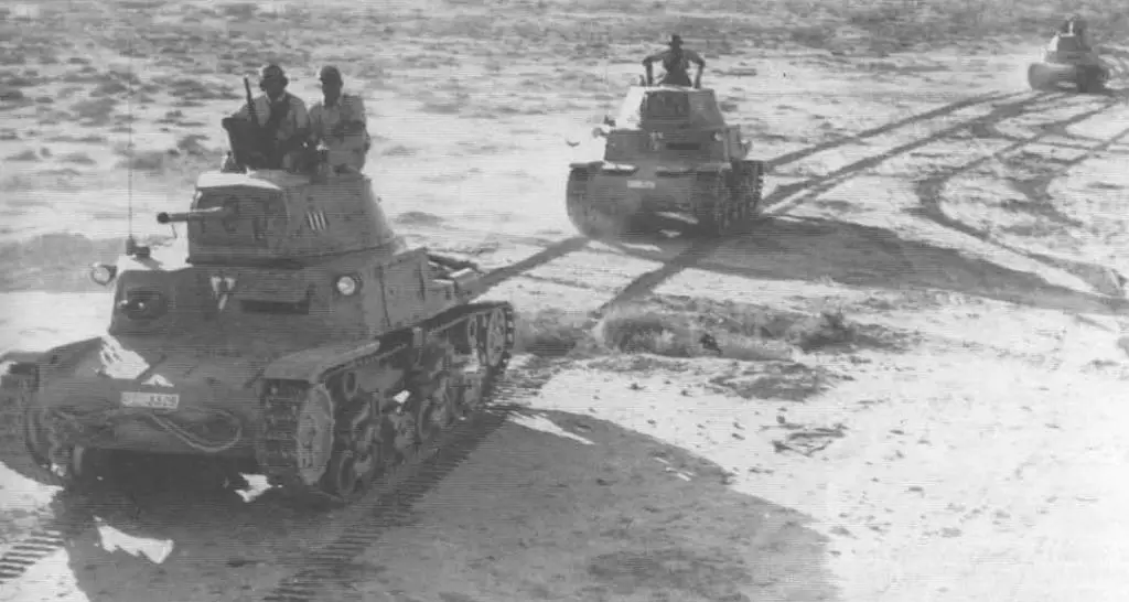 Littorio advance towards El Alamein in M13/40 medium tanks.