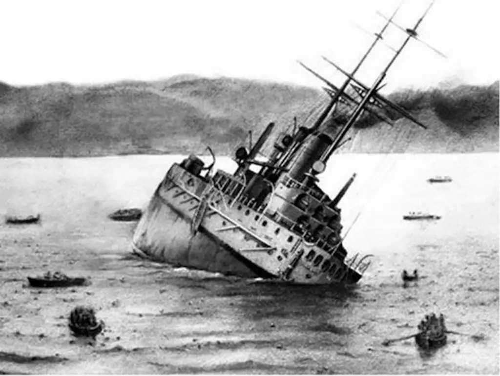 The SMS Viribus Unitis sinking.