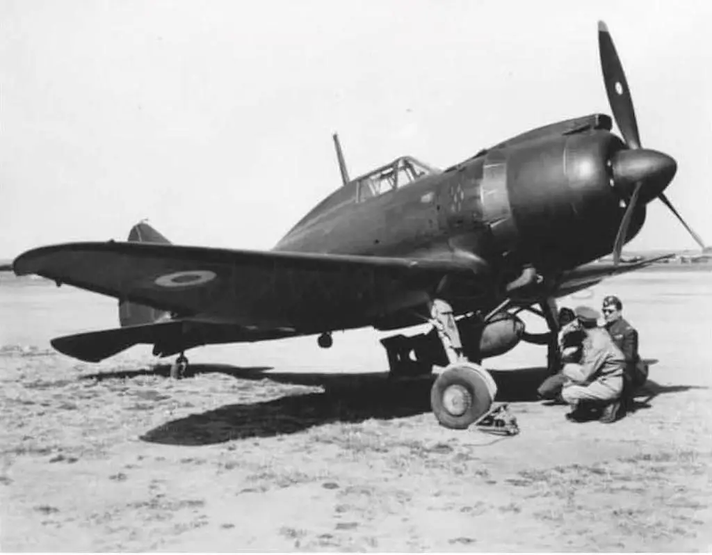 An Re.2002 of the co-belligerent Italian Air Force with an attached U.S. bomb.