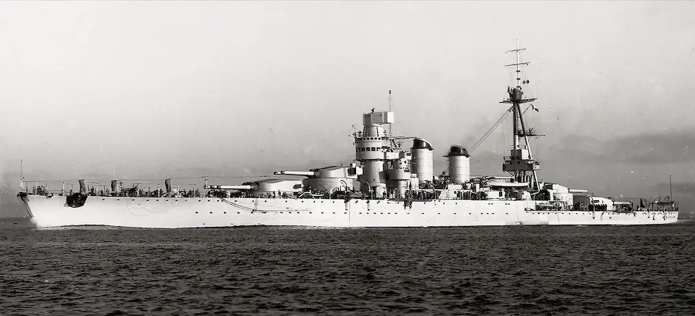 The Conte di Cavour class Battleship Giulio Cesare after modernization in 1938.