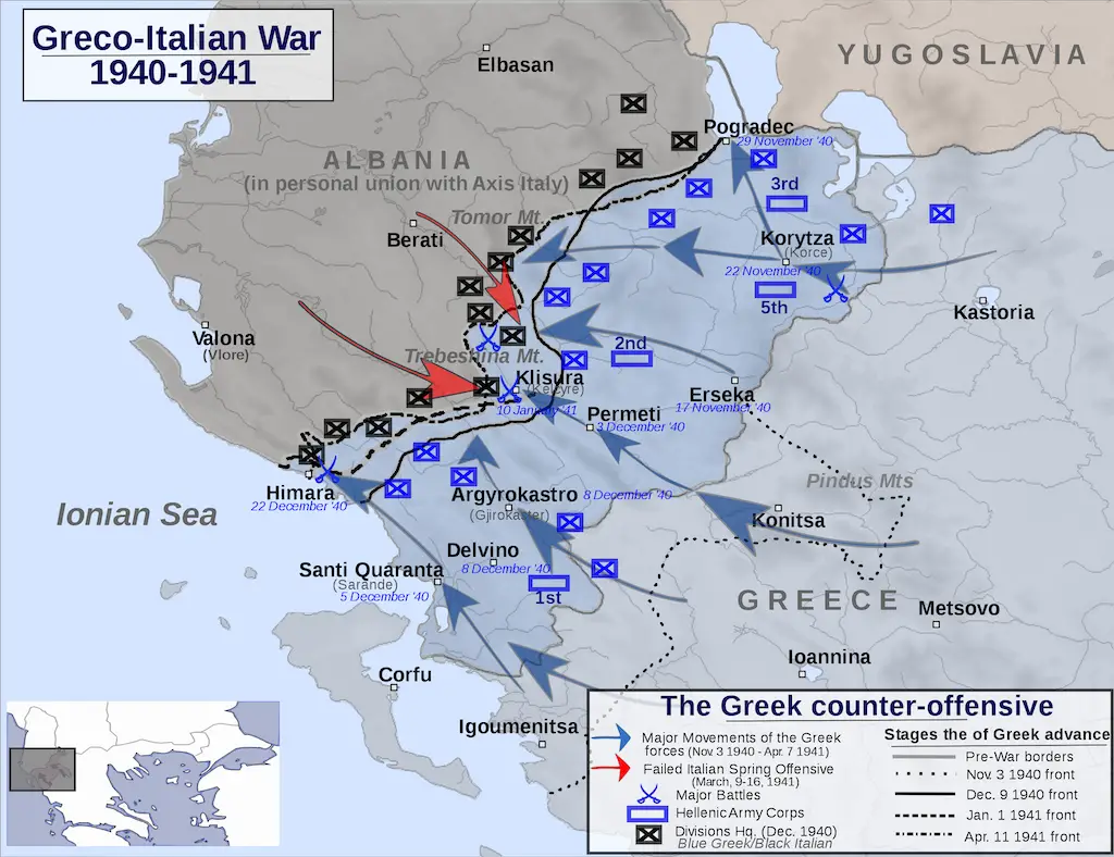 hellenic army order of battle for Greek offensive in November 1940.