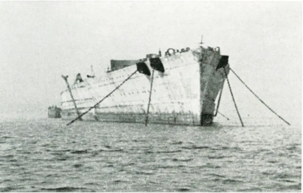 The ship after being refloated in 1949