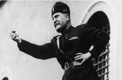 Benito Mussolini during one of his speeches