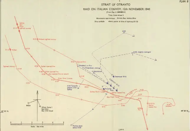 Map of the action in the Otranto strait