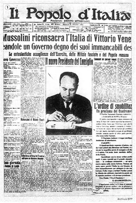 front page of “Il popolo d’Italia” with a photo of Mussolini