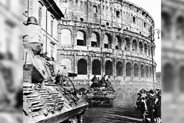 Us troops on tanks enter Rome
